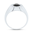 10K White Gold Diamond Oval Onyx Black Men's Ring 1/6 Cttw - Splendid Jewellery