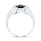 10K White Gold Diamond Oval Onyx Black Men's Ring 1/6 Cttw - Splendid Jewellery