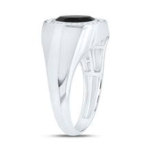 Load image into Gallery viewer, 10K White Gold Diamond Oval Onyx Black Men's Ring 1/6 Cttw - Splendid Jewellery