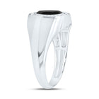 10K White Gold Diamond Oval Onyx Black Men's Ring 1/6 Cttw - Splendid Jewellery