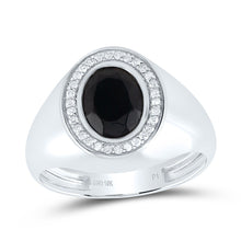 Load image into Gallery viewer, 10K White Gold Diamond Oval Onyx Black Men's Ring 1/6 Cttw - Splendid Jewellery