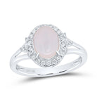 10K White Gold Diamond Oval Opal Gemstone Ring 1/5 Cttw - Splendid Jewellery