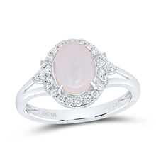 Load image into Gallery viewer, 10K White Gold Diamond Oval Opal Gemstone Ring 1/5 Cttw - Splendid Jewellery