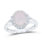 10K White Gold Diamond Oval Opal Gemstone Ring 1/5 Cttw - Splendid Jewellery