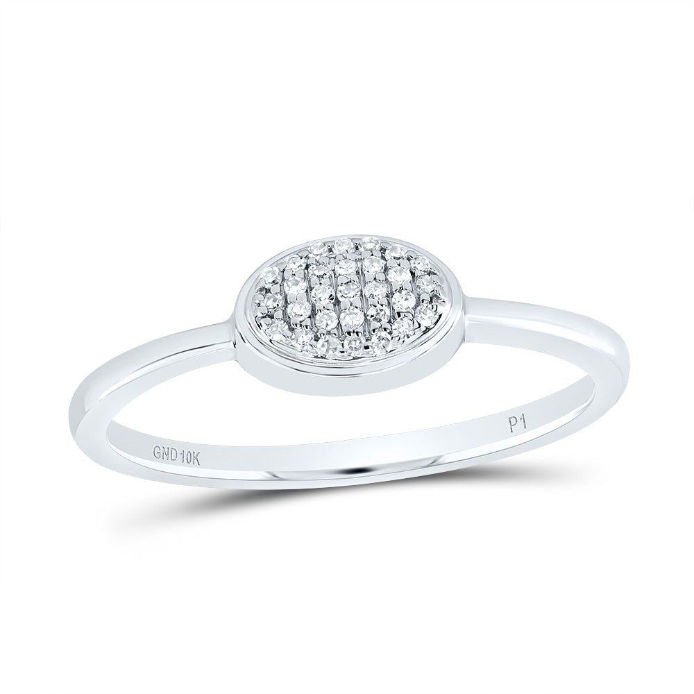 10K White Gold Diamond Oval Ring 1/12 Cttw - Splendid Jewellery