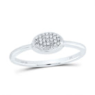 10K White Gold Diamond Oval Ring 1/12 Cttw - Splendid Jewellery