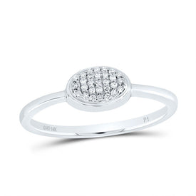 10K White Gold Diamond Oval Ring 1/12 Cttw - Splendid Jewellery