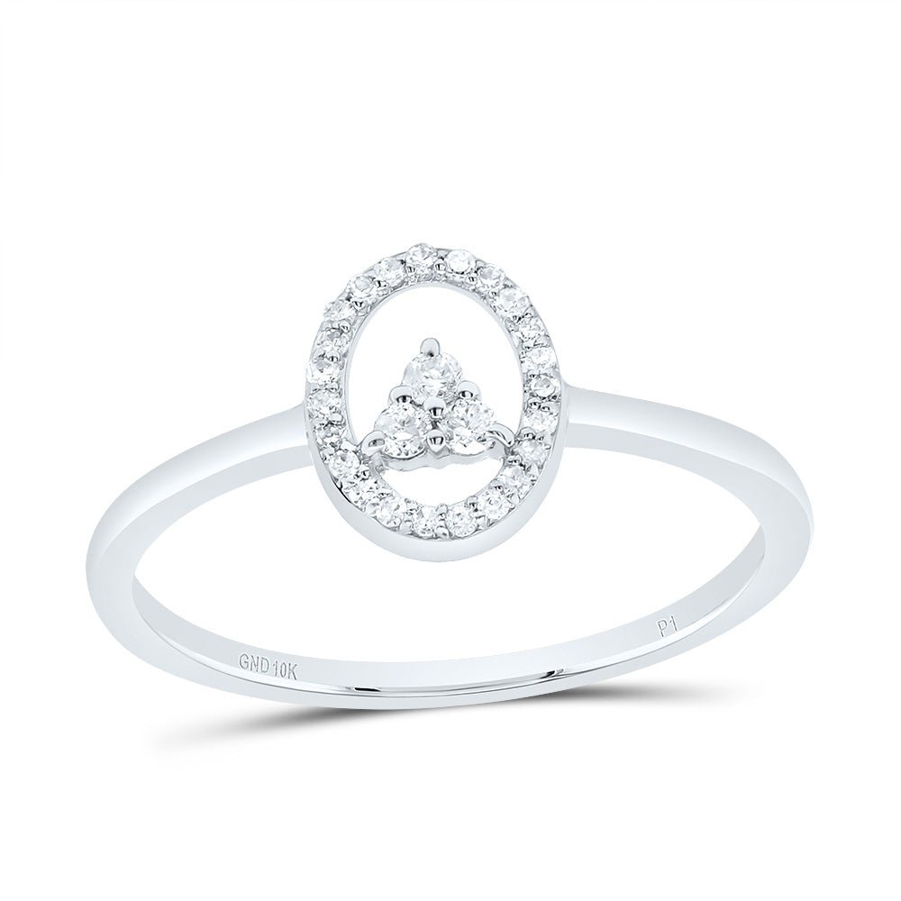 10K White Gold Diamond Oval Ring 1/8 Cttw - Splendid Jewellery