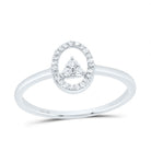 10K White Gold Diamond Oval Ring 1/8 Cttw - Splendid Jewellery