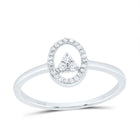 10K White Gold Diamond Oval Ring 1/8 Cttw - Splendid Jewellery