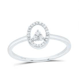 10K White Gold Diamond Oval Ring 1/8 Cttw - Splendid Jewellery