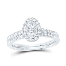 Load image into Gallery viewer, 10K White Gold Diamond Oval Single Halo Bridal Set 1/2 Cttw - Splendid Jewellery