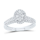 10K White Gold Diamond Oval Single Halo Bridal Set 3/8 Cttw - Splendid Jewellery