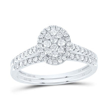 Load image into Gallery viewer, 10K White Gold Diamond Oval Single Halo Bridal Set 3/8 Cttw - Splendid Jewellery