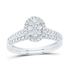 10K White Gold Diamond Oval Single Halo Bridal Set 3/8 Cttw - Splendid Jewellery