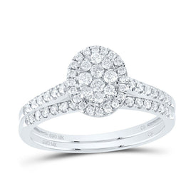 10K White Gold Diamond Oval Single Halo Bridal Set 3/8 Cttw - Splendid Jewellery