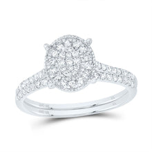 Load image into Gallery viewer, 10K White Gold Diamond Oval Single Halo Bridal Set 3/8 Cttw - Splendid Jewellery
