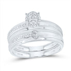 10K White Gold Diamond Oval Trio Ring Set 1/4 Cttw - Splendid Jewellery