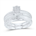 10K White Gold Diamond Oval Trio Ring Set 1/4 Cttw - Splendid Jewellery