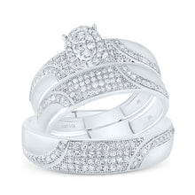 Load image into Gallery viewer, 10K White Gold Diamond Oval Trio Ring Set 3/4 Cttw - Splendid Jewellery