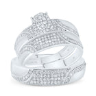 10K White Gold Diamond Oval Trio Ring Set 3/4 Cttw - Splendid Jewellery