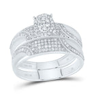 10K White Gold Diamond Oval Trio Ring Set 3/4 Cttw - Splendid Jewellery