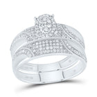 10K White Gold Diamond Oval Trio Ring Set 3/4 Cttw - Splendid Jewellery