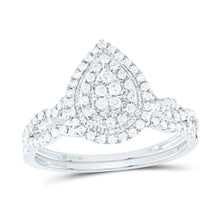 Load image into Gallery viewer, 10K White Gold Diamond Pear Double Halo Bridal Set 1/2 Cttw - Splendid Jewellery