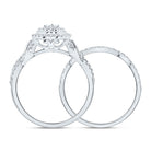 10K White Gold Diamond Pear Double Halo Bridal Set 1/2 Cttw - Splendid Jewellery