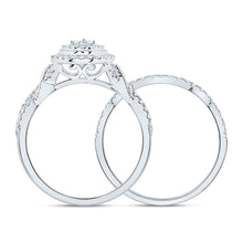 Load image into Gallery viewer, 10K White Gold Diamond Pear Double Halo Bridal Set 1/2 Cttw - Splendid Jewellery