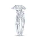 10K White Gold Diamond Pear Double Halo Bridal Set 1/2 Cttw - Splendid Jewellery