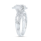 10K White Gold Diamond Pear Double Halo Bridal Set 1/2 Cttw - Splendid Jewellery