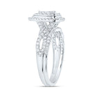 10K White Gold Diamond Pear Double Halo Bridal Set 1/2 Cttw - Splendid Jewellery