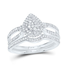 Load image into Gallery viewer, 10K White Gold Diamond Pear Double Halo Bridal Set 1/2 Cttw - Splendid Jewellery