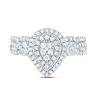 10K White Gold Diamond Pear Double Halo Bridal Set 1/2 Cttw - Splendid Jewellery