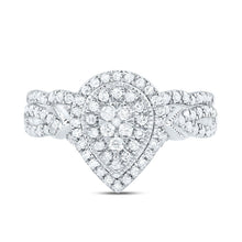 Load image into Gallery viewer, 10K White Gold Diamond Pear Double Halo Bridal Set 1/2 Cttw - Splendid Jewellery
