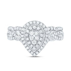 10K White Gold Diamond Pear Double Halo Bridal Set 1/2 Cttw - Splendid Jewellery