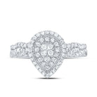 10K White Gold Diamond Pear Double Halo Bridal Set 1/2 Cttw - Splendid Jewellery