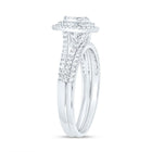 10K White Gold Diamond Pear Double Halo Bridal Set 3/8 Cttw - Splendid Jewellery
