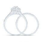 10K White Gold Diamond Pear Double Halo Bridal Set 3/8 Cttw - Splendid Jewellery