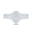 10K White Gold Diamond Pear Double Halo Bridal Set 3/8 Cttw - Splendid Jewellery