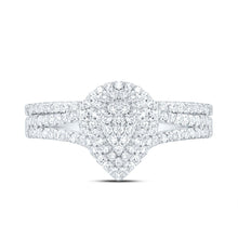 Load image into Gallery viewer, 10K White Gold Diamond Pear Double Halo Bridal Set 3/8 Cttw - Splendid Jewellery