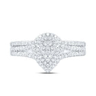 10K White Gold Diamond Pear Double Halo Bridal Set 3/8 Cttw - Splendid Jewellery