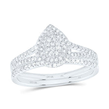 Load image into Gallery viewer, 10K White Gold Diamond Pear Double Halo Bridal Set 3/8 Cttw - Splendid Jewellery