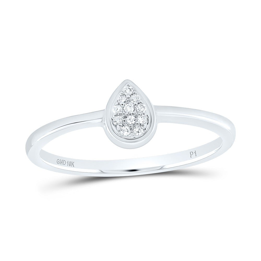 10K White Gold Diamond Pear Ring 0.03 Cttw - Splendid Jewellery