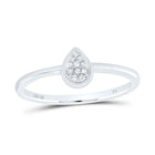10K White Gold Diamond Pear Ring 0.03 Cttw - Splendid Jewellery