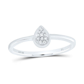 10K White Gold Diamond Pear Ring 0.03 Cttw - Splendid Jewellery