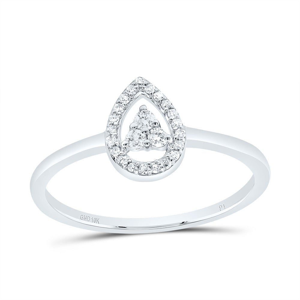 10K White Gold Diamond Pear Ring 1/10 Cttw - Splendid Jewellery