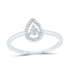 10K White Gold Diamond Pear Ring 1/10 Cttw - Splendid Jewellery