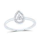 10K White Gold Diamond Pear Ring 1/10 Cttw - Splendid Jewellery